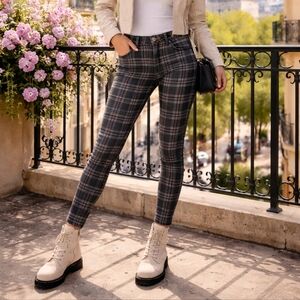 Indigo Plaid High Rise Skinny Jeans Juniors Size 3/26 New